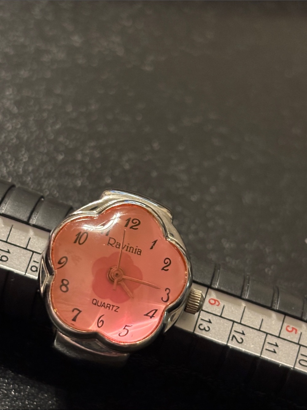 Pink Floral Quartz Ring Watch NOT RUNNING - Picture 10 of 11